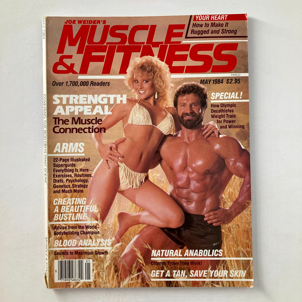 Cover of Joe Weider's Muscle & Fitness Magazine May 1984 featuring Lori St. John and Jusup Wilkosz, highlighting fitness articles, bodybuilding tips, and nutritional advice.