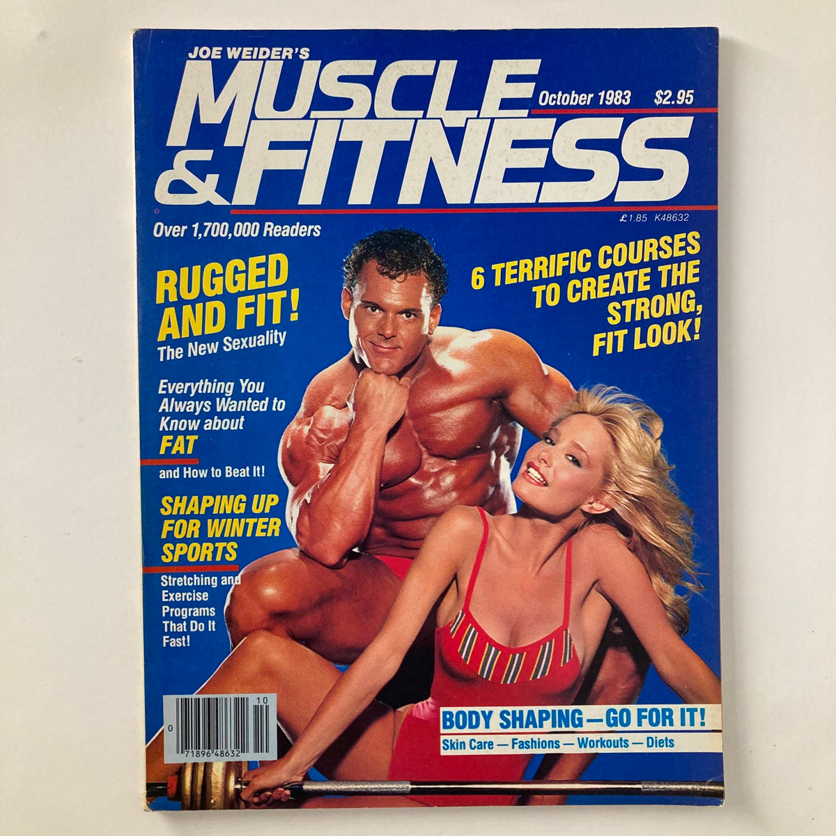 Cover of Joe Weider's Muscle & Fitness Magazine - October 1983, featuring a muscular man and a woman in sports attire, showcasing fitness culture and vintage bodybuilding.