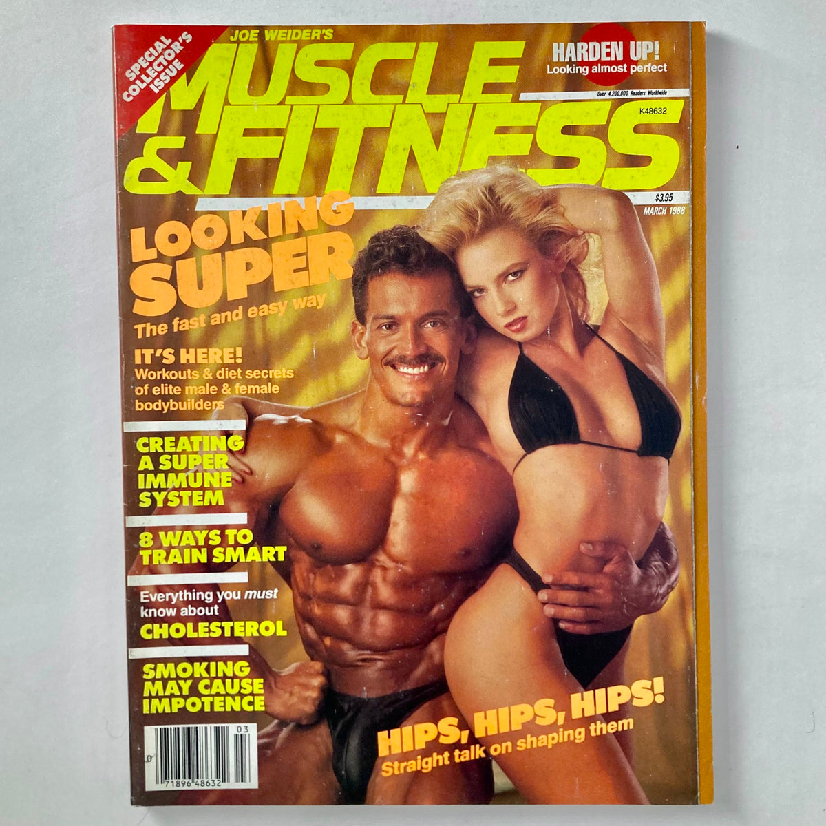 Cover of Joe Weider's Muscle & Fitness Magazine March 1988 featuring bodybuilding icons Lee Labrada and Nora Kuzma, highlighting fitness advancements of the late 1980s.
