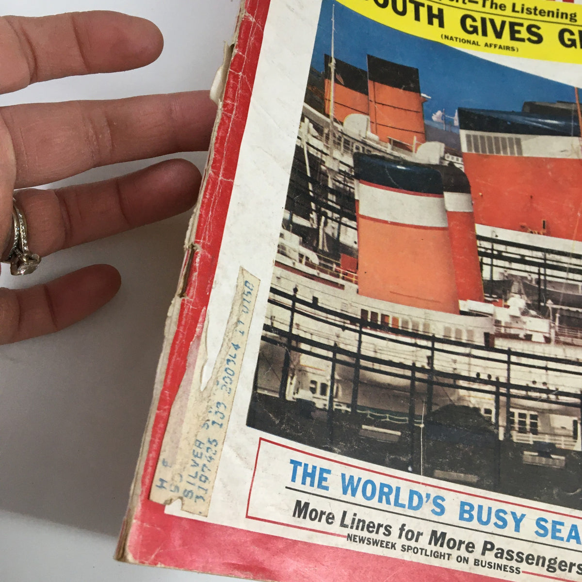 Vintage Newsweek Magazine from September 9, 1957 featuring The South Give Grounds, showcasing a close-up view of the magazine's cover with vibrant graphics and historical elements related to national affairs.