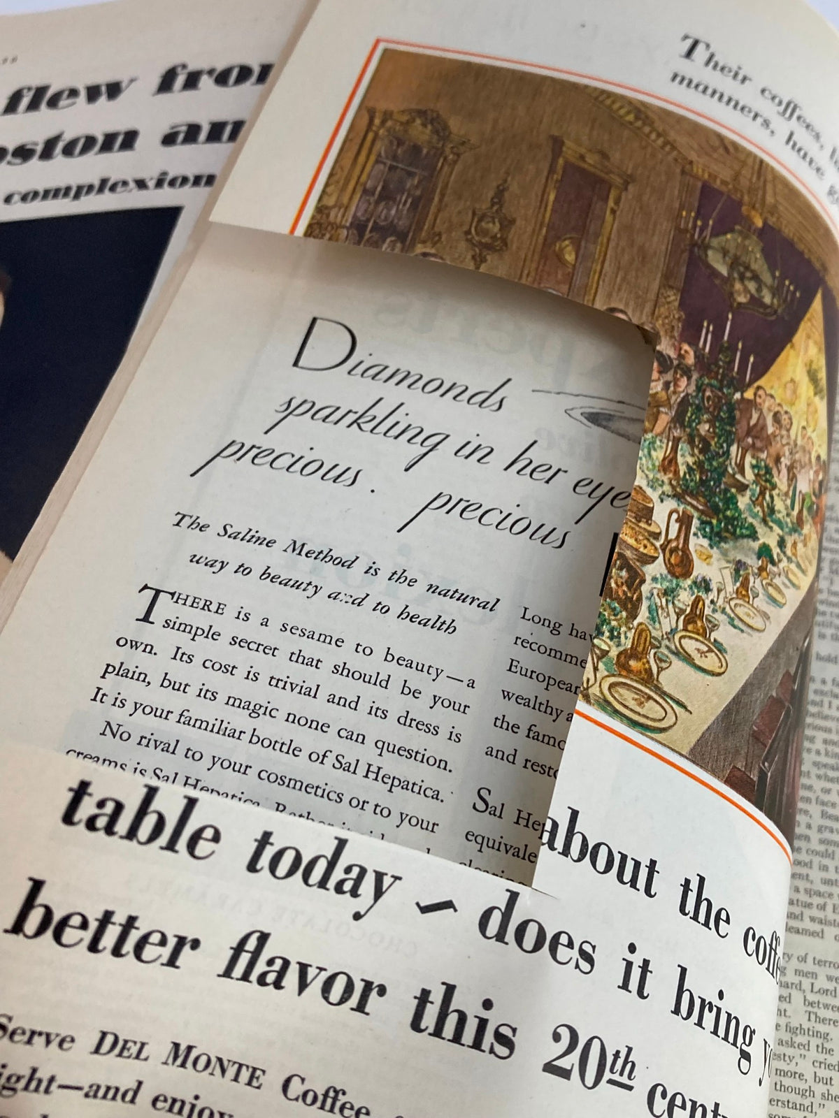 Close-up page from VTG Delineator Magazine December 1930 discussing beauty secrets and featuring intricate vintage illustrations, reflecting the aesthetics of the era.