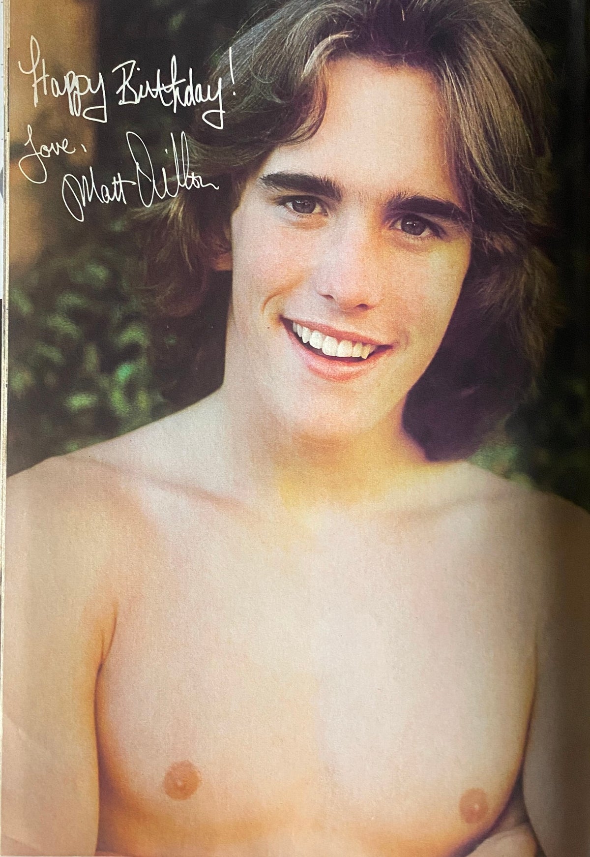 Matt Dillon's birthday message photograph from Tiger Beat Magazine September 1981, capturing his classic looks and smile.