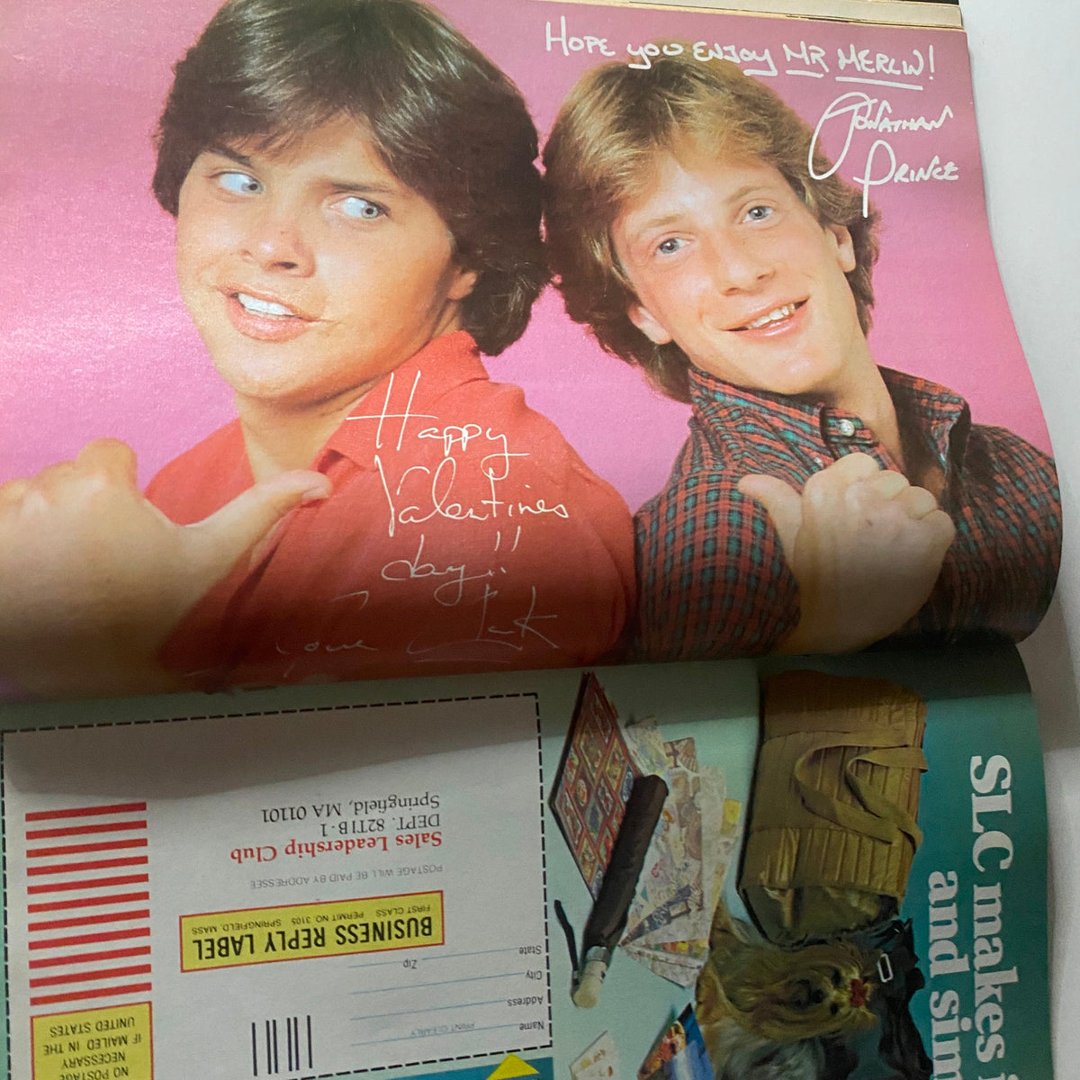 Tiger Beat Magazine February 1982 featuring Jonathan Prince and Kim Shiner with a Valentine’s Day message, showcasing vintage pop culture and celebrity appeal.