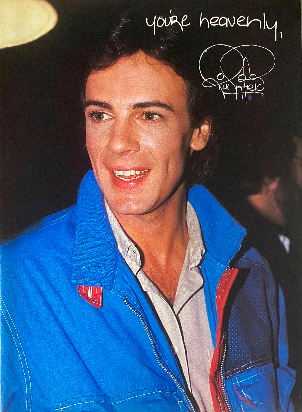 Scott Baio featured in Tiger Beat Magazine November 1982, smiling warmly while wearing a blue jacket, showcasing classic 1980s pop culture style.