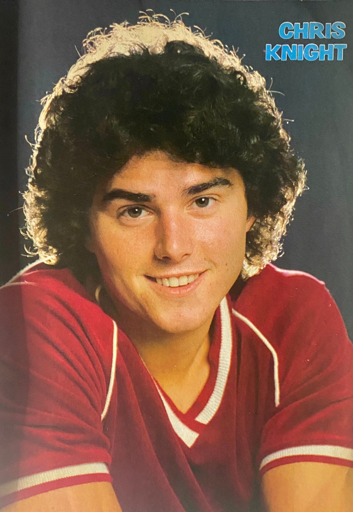 Photograph of Chris Knight featured in the Tiger Beat Star Magazine October 1981, showcasing his charm and iconic 1980s style.