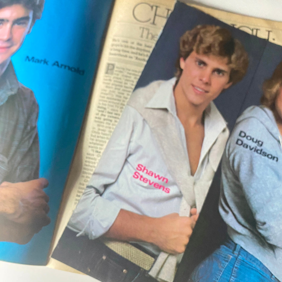 Inside page of the Tiger Beat Star Magazine October 1981 displaying photo features of Mark Arnold and Shawn Stevens with a nostalgic layout.