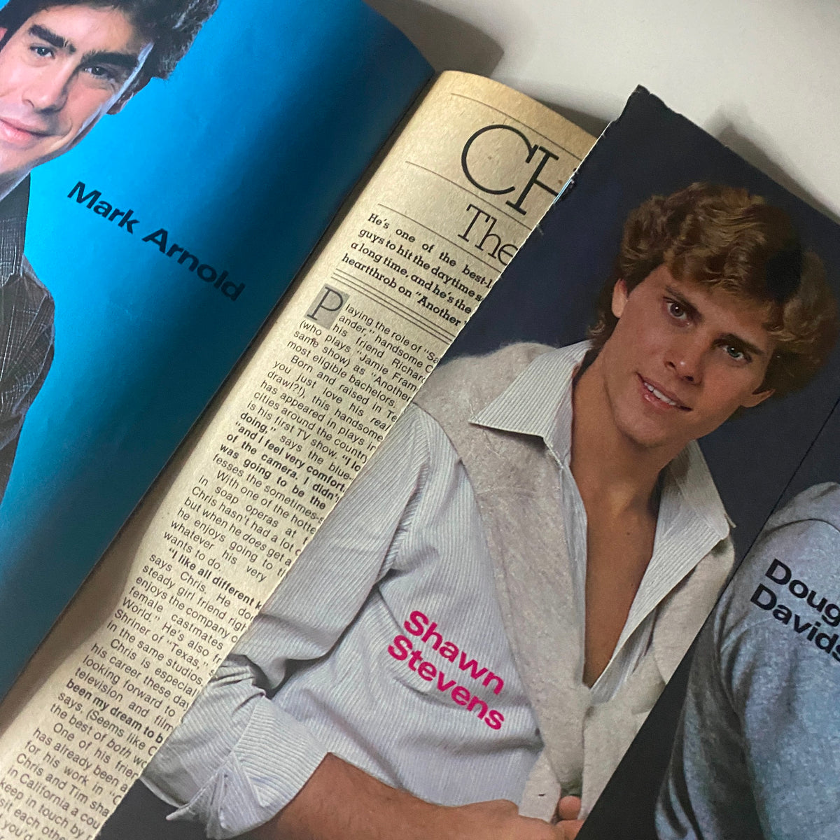 Inside layout of the Tiger Beat Star Magazine October 1981 showing Mark Arnold and Shawn Stevens, highlighting popular teen idols of the 1980s.