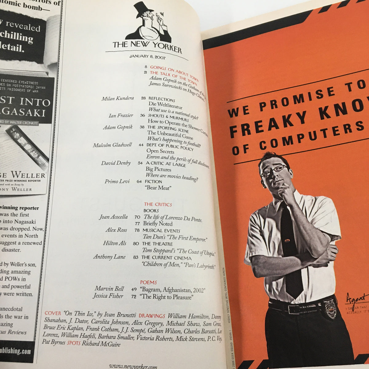 Interior page of The New Yorker Magazine January 8 2007 showcasing articles and illustrations, with a focus on the section titled 'We Promise to Freaky Know Computers'.