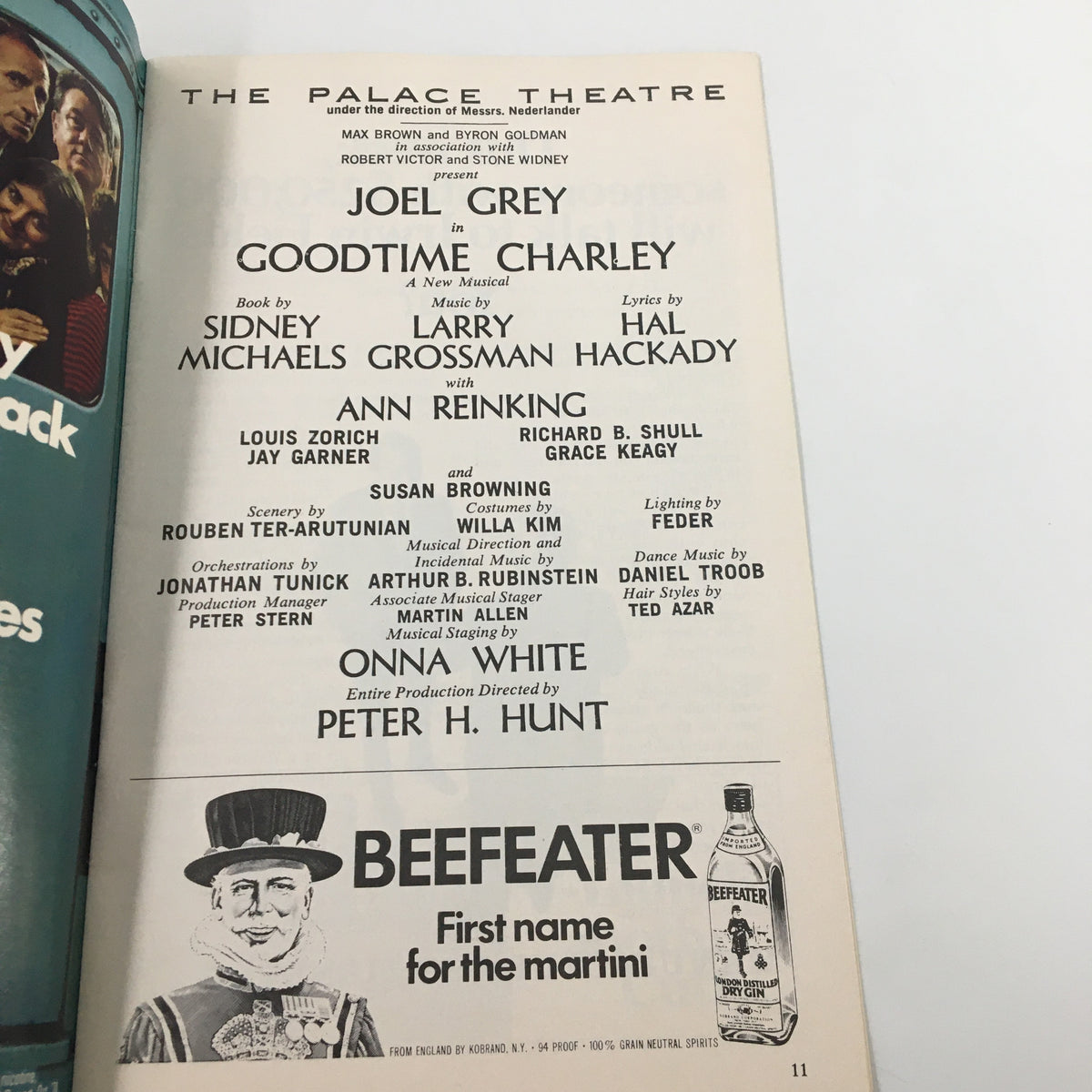 1975 Playbill from The Palace Theatre featuring the production 'Goodtime Charley' with Ann Reinking, showcasing the cast and creative team such as Joel Grey and Peter H. Hunt.