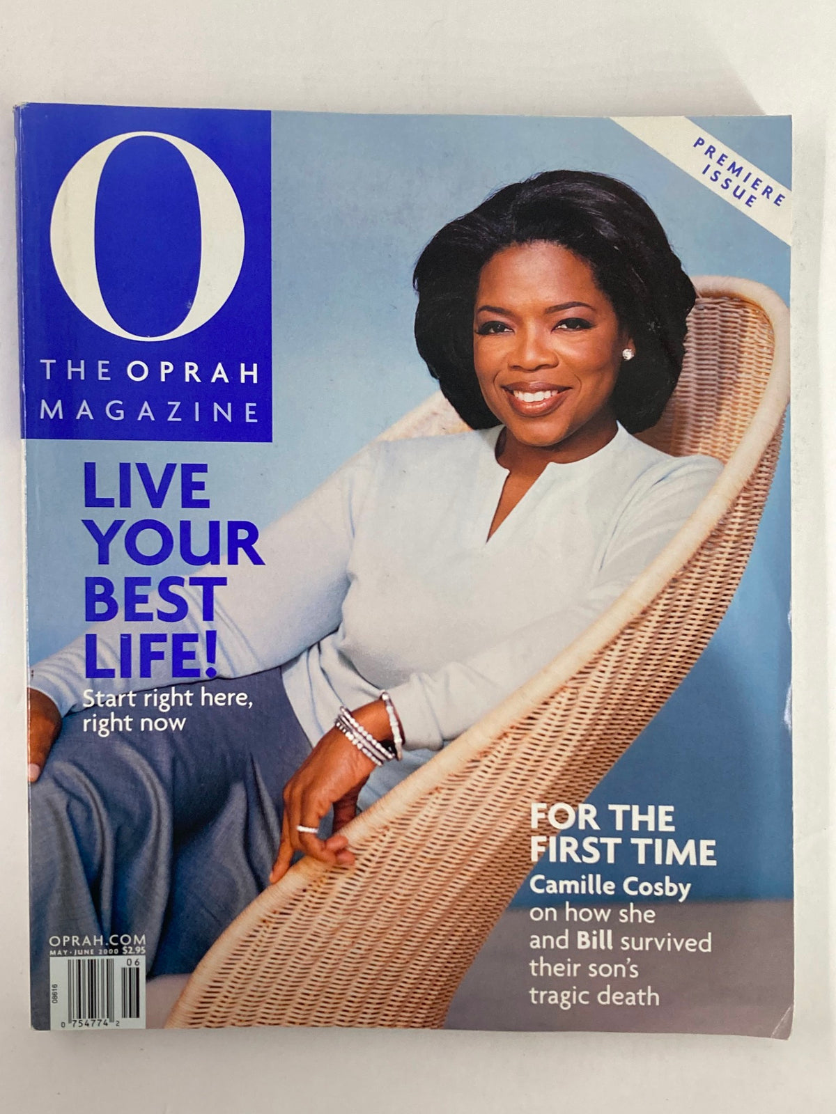 The Oprah Magazine May 2000 premier issue featuring Oprah Winfrey on the cover, promoting empowerment and lifestyle transformations.