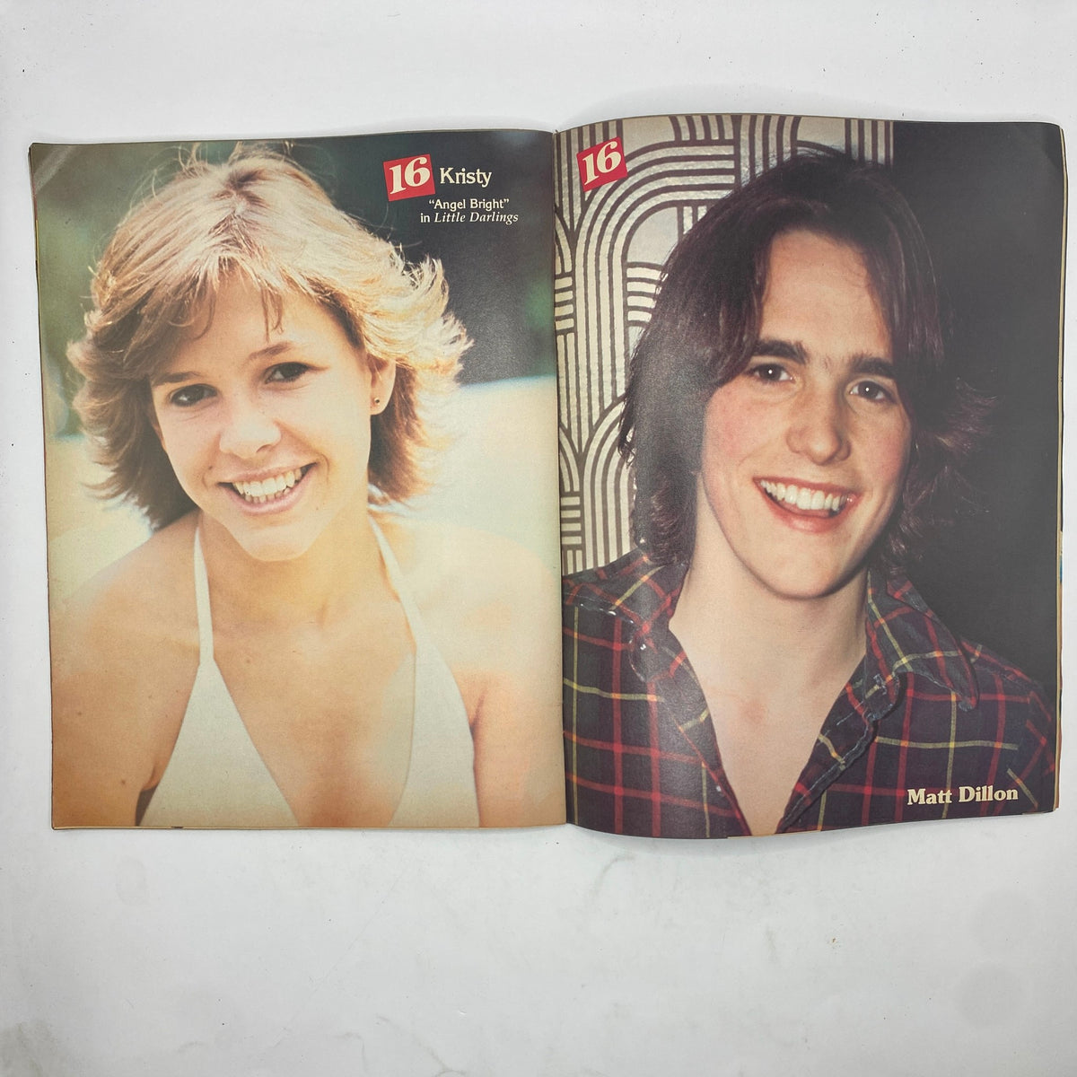16 Magazine July 1980 featuring Kristy and Matt Dillon, highlighting iconic stars of the 80s in vintage magazine style.