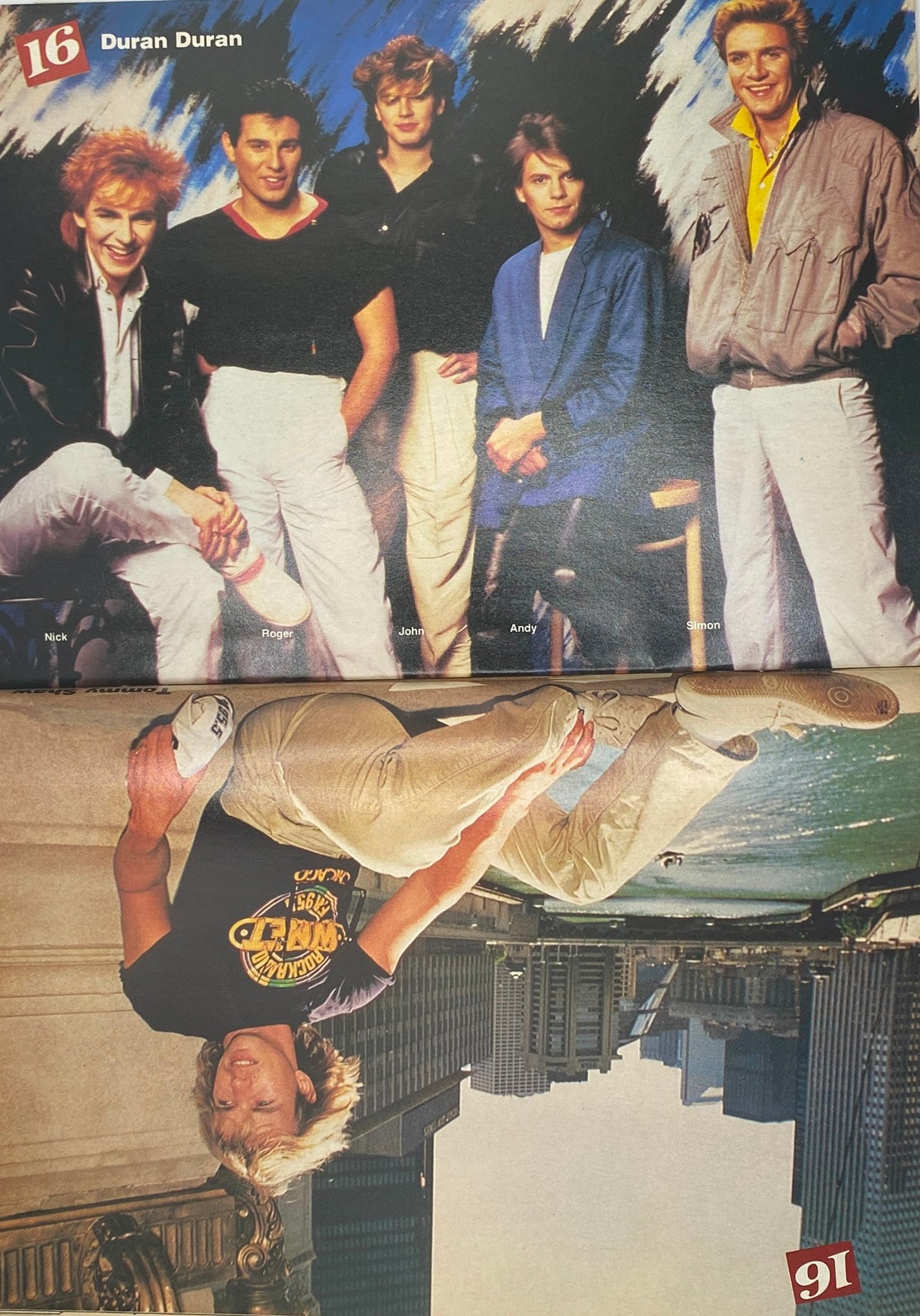 Duran Duran featured in 16 Magazine January 1984, showcasing the iconic band during their rise in the new wave music scene.