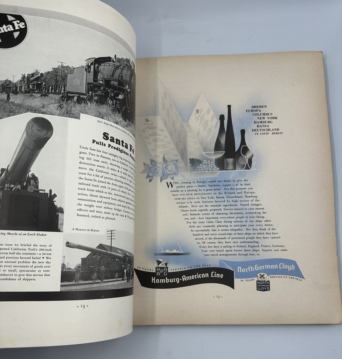Fortune Magazine February 1937 page featuring an article about Santa Fe, discussing its production facilities and significance in the transportation sector.