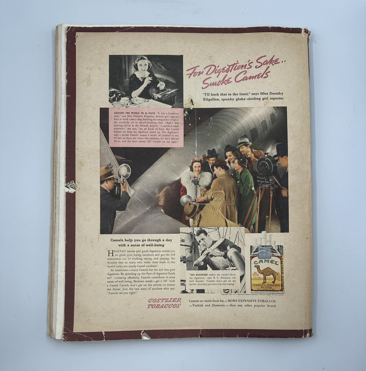 Back cover of Fortune Magazine from February 1937, featuring an advertisement for cigarettes with a vintage design and celebrity endorsements, highlighting the magazine's focus on finance and culture.