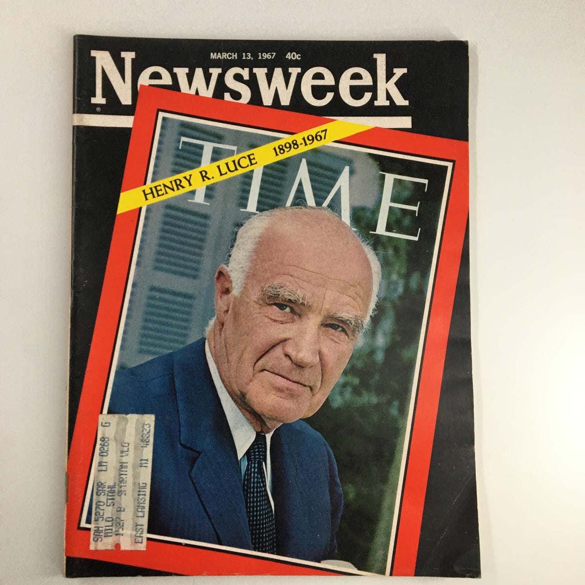 VTG Newsweek Magazine March 13 1967 featuring a portrait of Henry R. Luce, co-founder of Time, Inc., with details of its vintage appeal and historical significance.