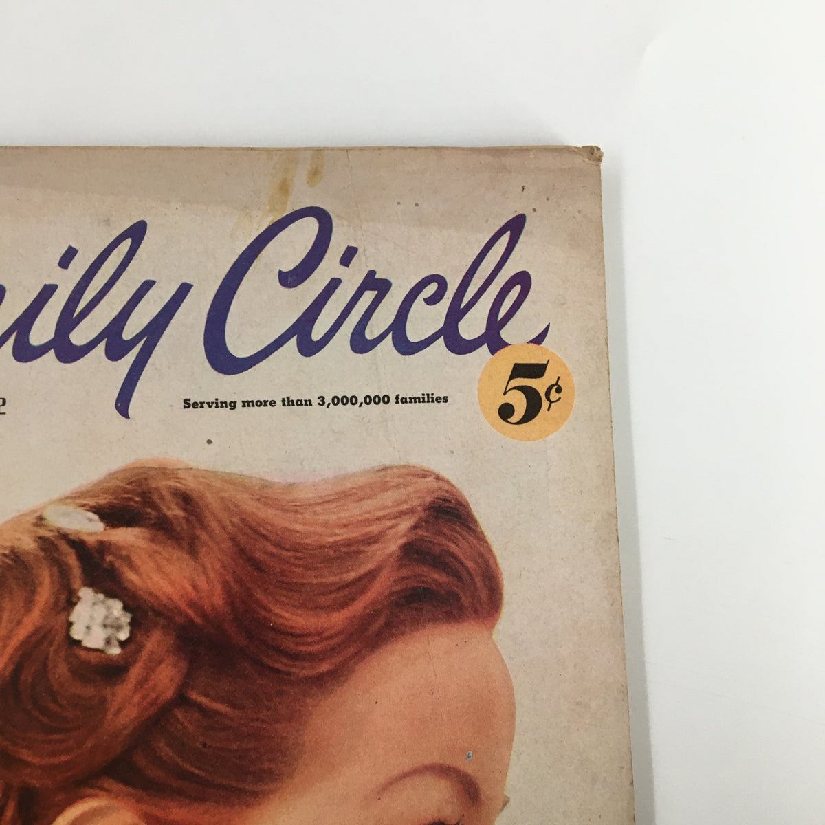 Detail of the top right corner of VTG Family Circle Magazine February 1952, showcasing the price and magazine title.