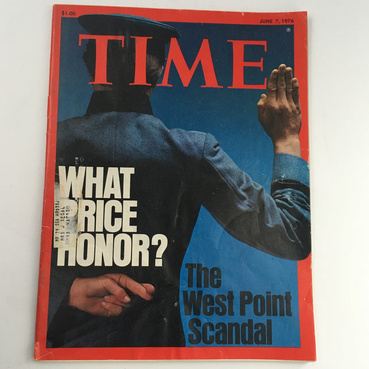 Cover of Time Magazine, June 7, 1976, featuring 'What Price Honor' and the West Point scandal