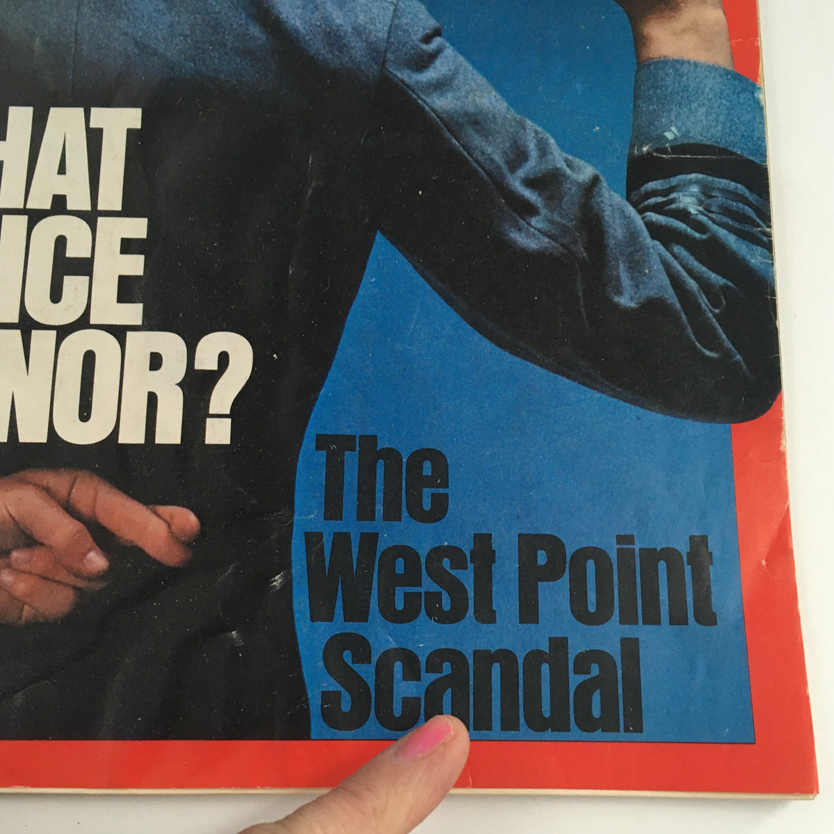 Cover image of Time Magazine from June 7, 1976, featuring the title 'What Price Honor?' and highlighting 'The West Point Scandal', depicting a hand pointing at the headline.