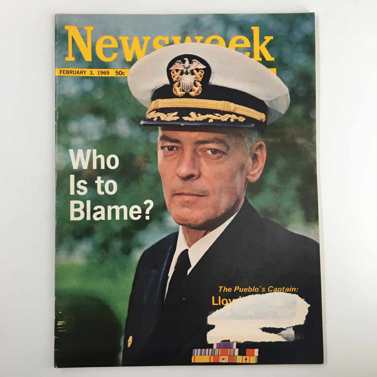VTG Newsweek Magazine February 3 1969 featuring Captain Lloyd M. Bucher on the cover with the headline 'Who Is to Blame?' showcasing a pivotal moment in history.