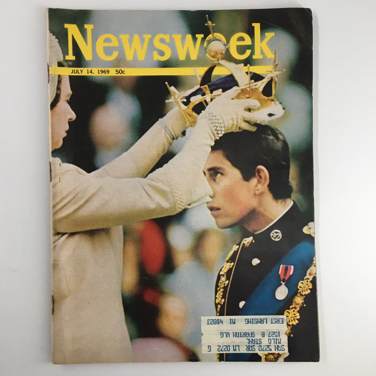 VTG Newsweek Magazine July 14 1969 featuring a historic cover image of Prince Charles being crowned, highlighting significant events such as the Vietnam War.