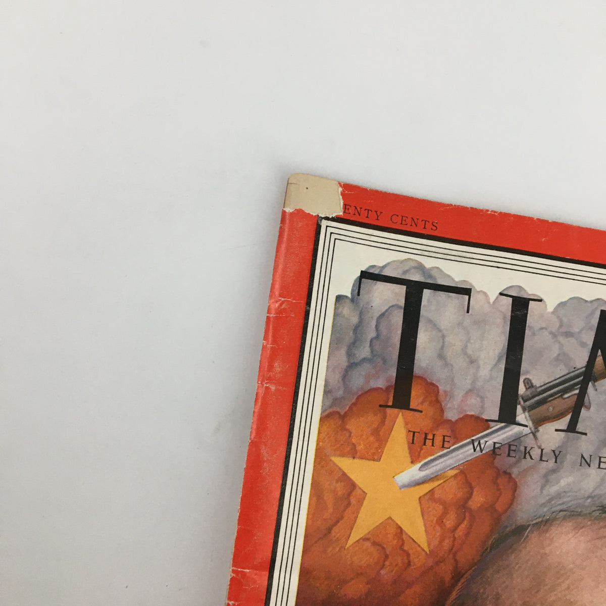Close-up of the cover of Vintage Time Magazine from July 16, 1951, featuring General Matthew Ridgway, highlighting details of the issuing date and classic design.