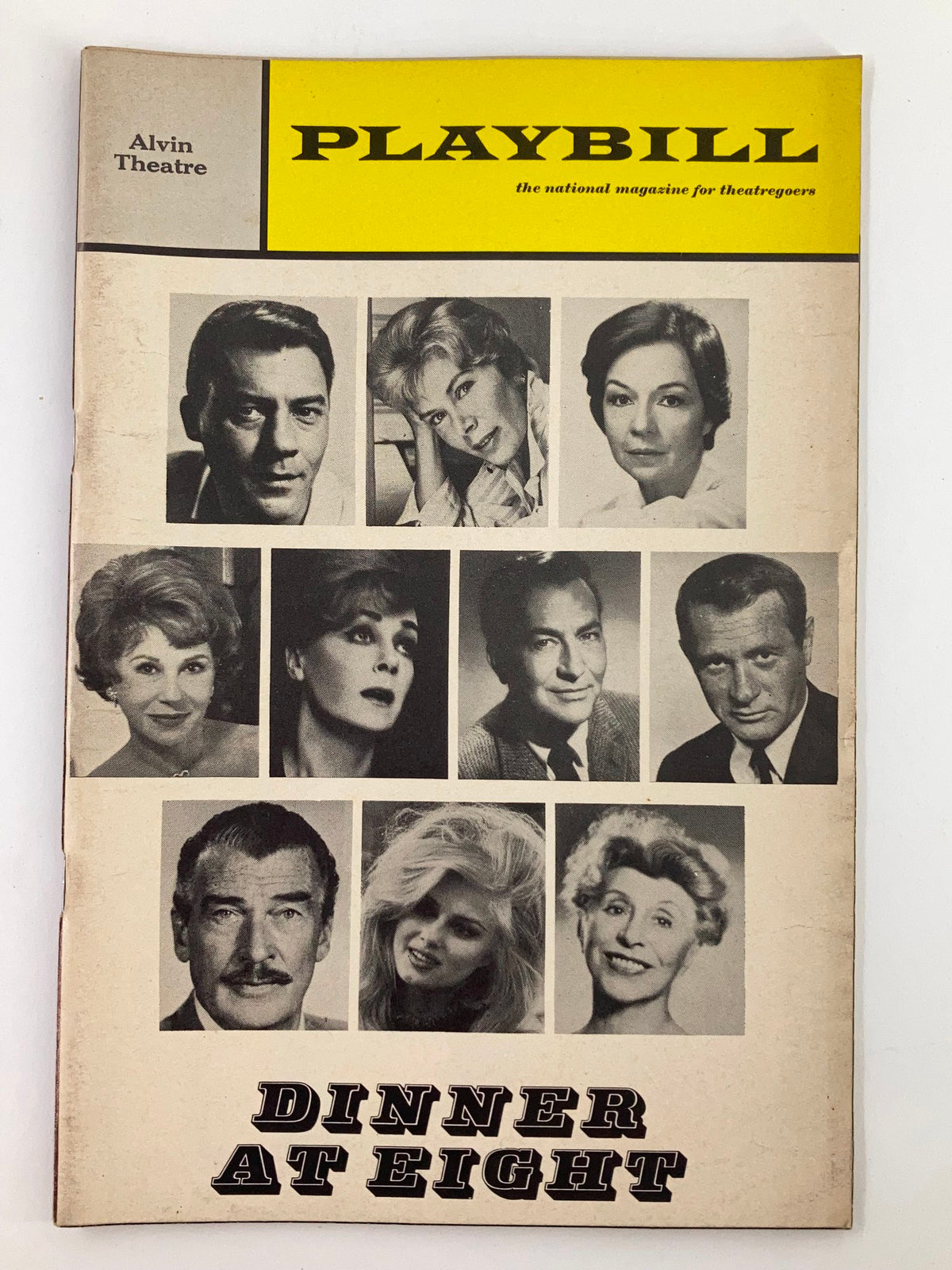 1966 Playbill from Alvin Theatre featuring Dinner at Eight, showcasing cast photos including Ruth Ford and Arlene Francis.