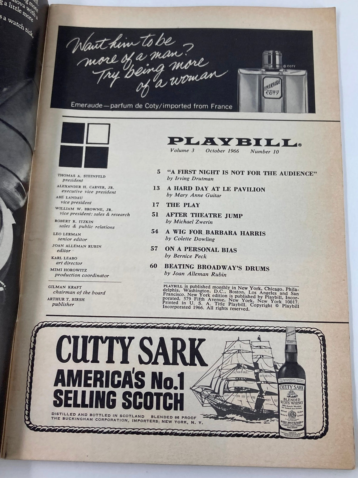 1966 Playbill from the Alvin Theatre featuring advertisements and details about the production, including references to 'Dinner at Eight.'