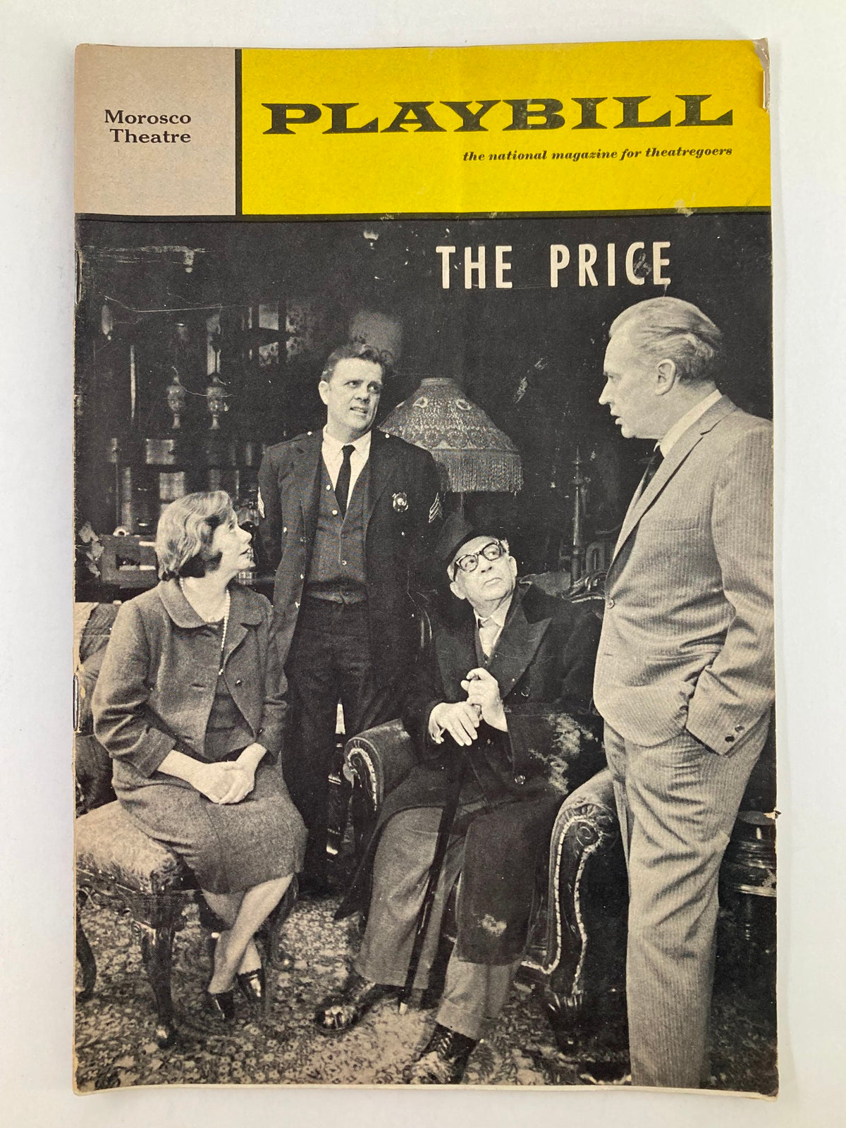 1968 Playbill The Morosco Theatre featuring the cast of 'The Price' including Pat Hingle and Kate Reid in a black and white photo.