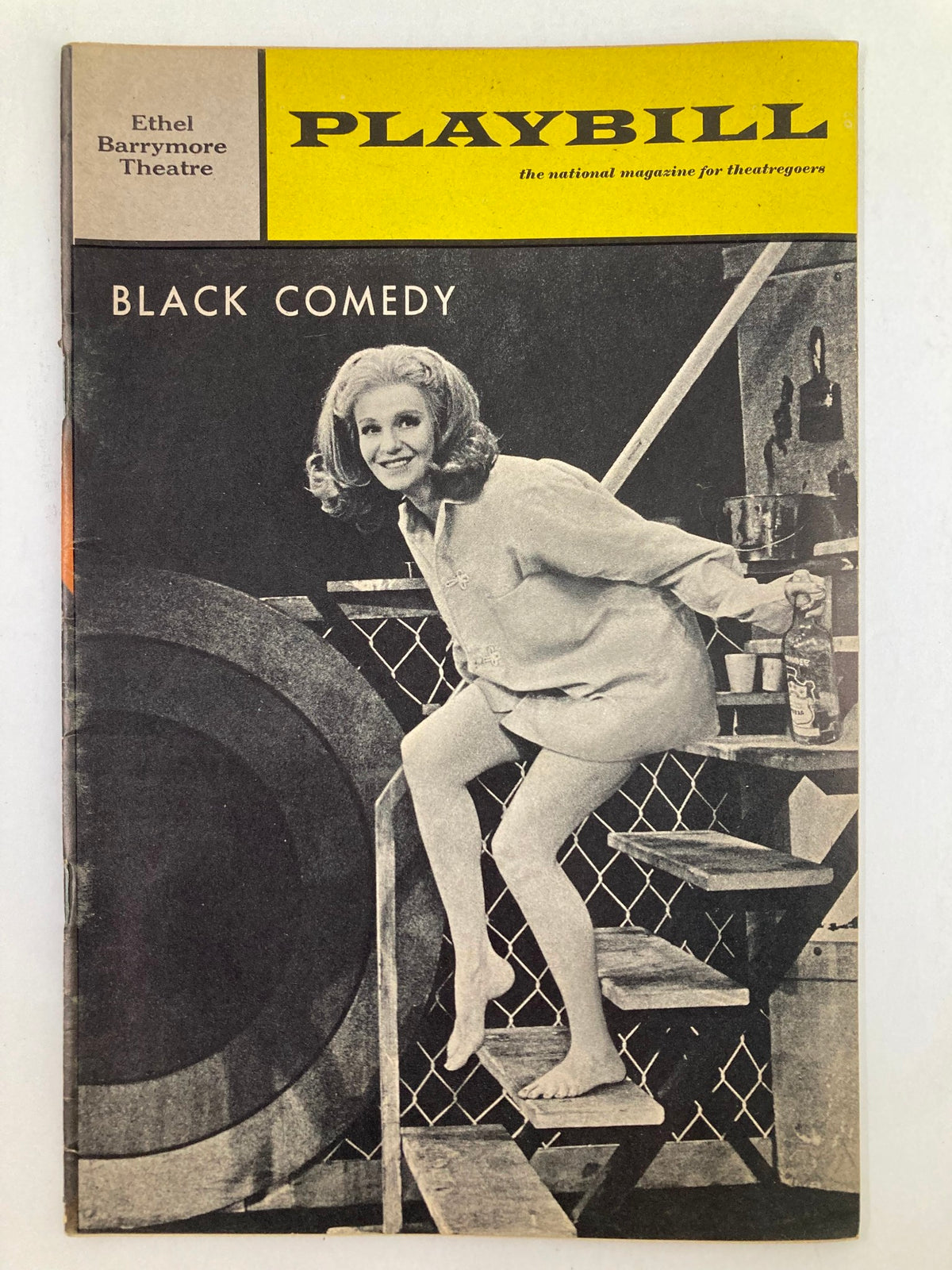 1967 Playbill for Black Comedy featuring a promotional image of a female performer at Ethel Barrymore Theatre.
