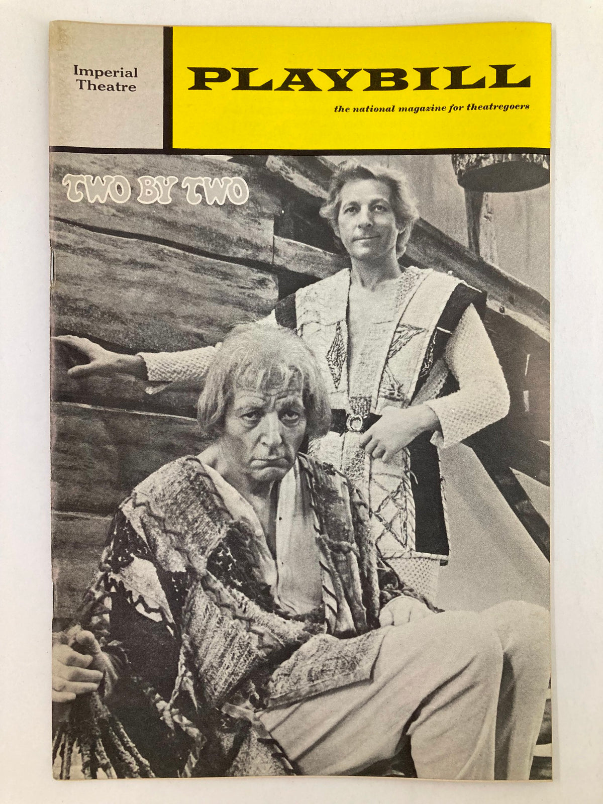 1970 Playbill featuring Danny Kaye in the musical 'Two by Two' at the Imperial Theatre, showcasing a vintage cover design with featured characters.