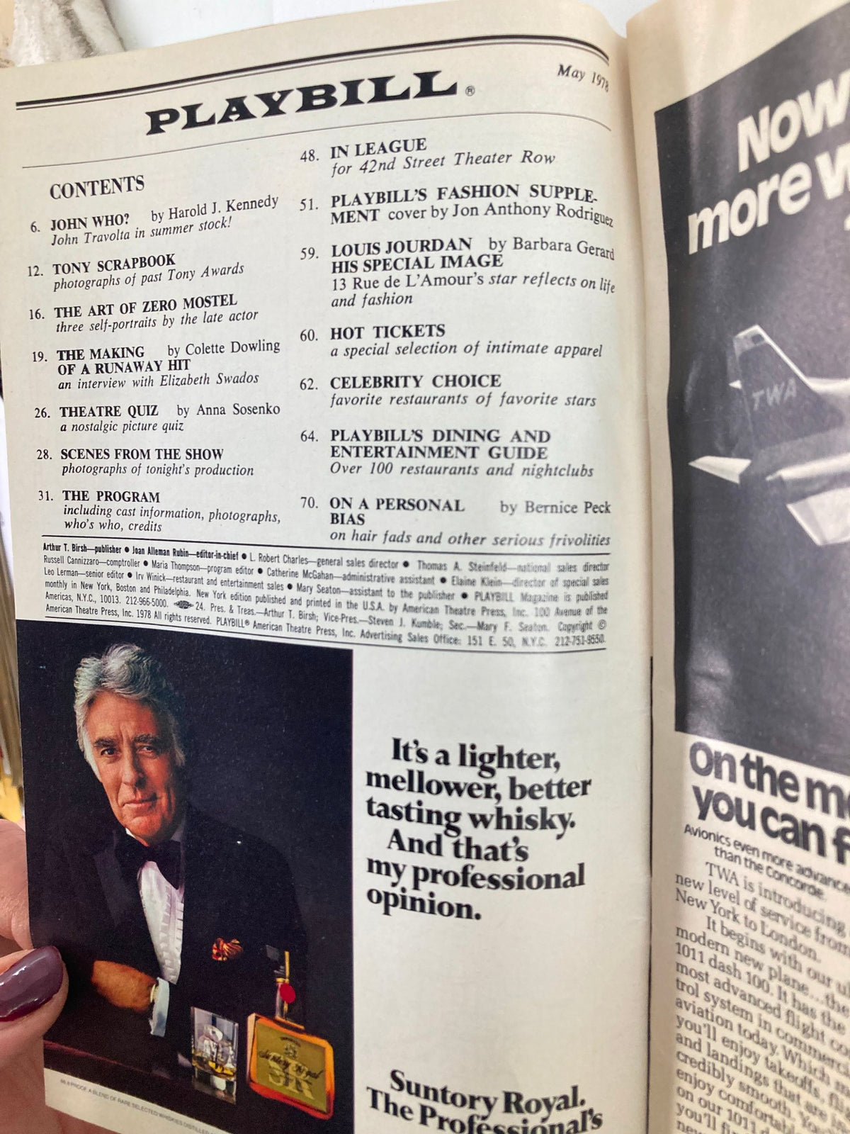 Interior of the 1978 Playbill for 'Da' at Morosco Theatre, highlighting pages with program details and celebrity endorsements. Reflects Broadway's vibrant atmosphere.