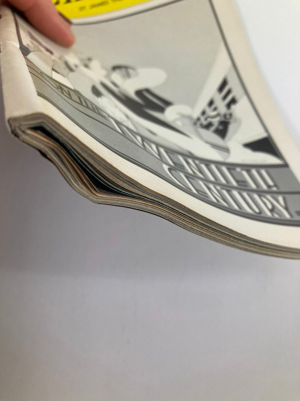 Side view of the 1978 Playbill from St. James Theatre showing minor wear and thickness, reflecting its age and historical significance from the production 'On The Twentieth Century' featuring John Cullum.