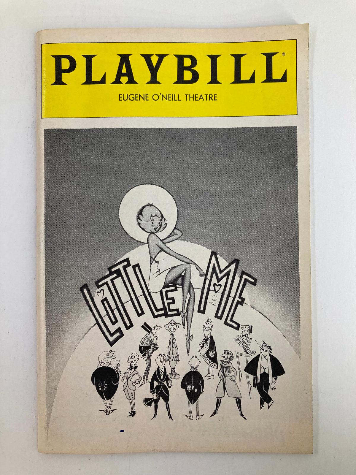 1982 Playbill for 'Little Me' at the Eugene O'Neill Theatre featuring a whimsical cover illustration and cast of characters, showcasing performances by James Coco and Victor Garber.