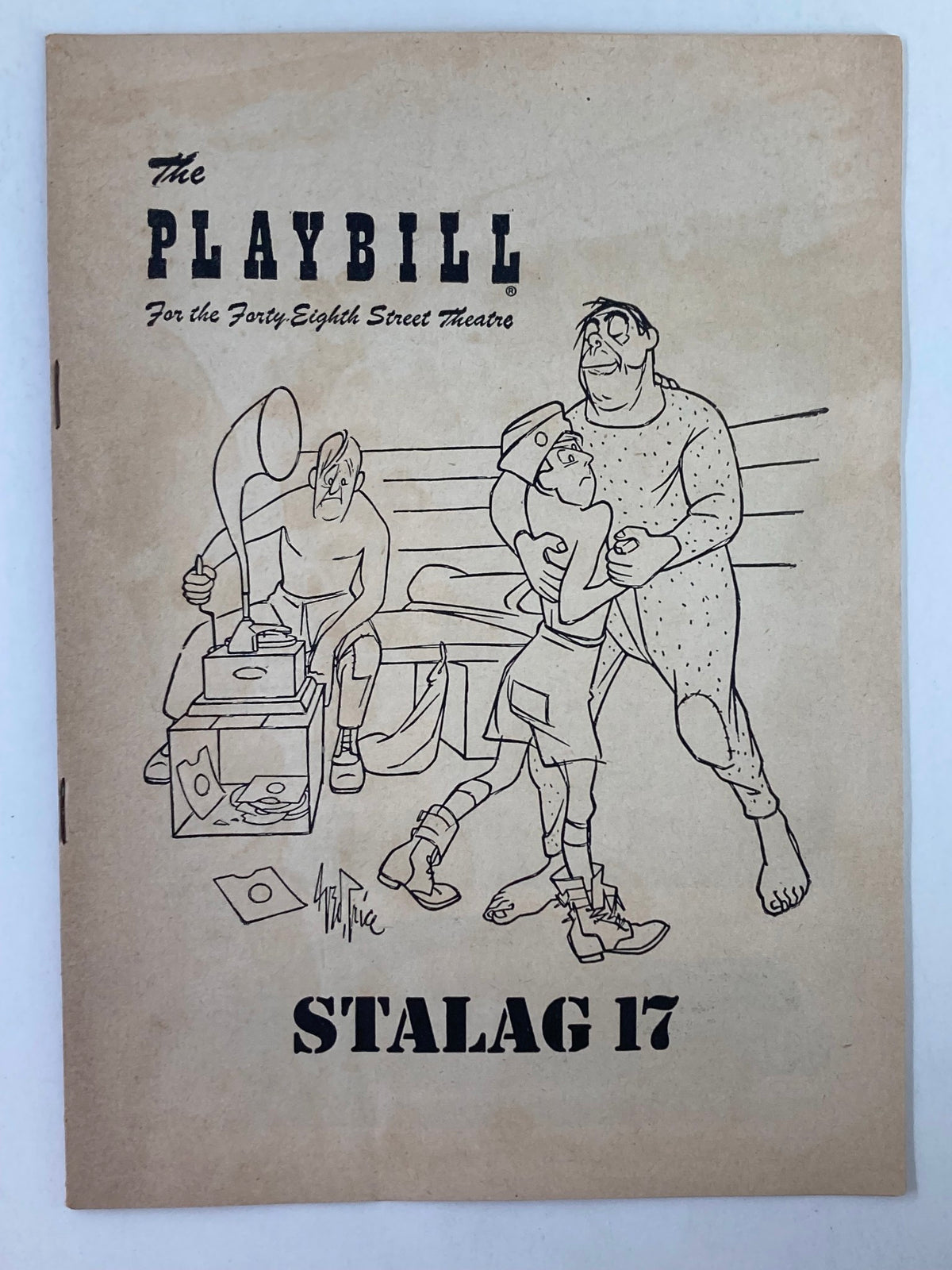 1952 Playbill for the Forty-Eighth St. Theatre featuring Stalag 17, showcasing a unique cartoon illustration on the cover.