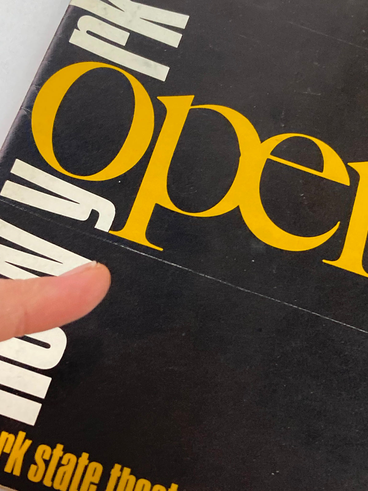 Close-up of the 1968 City Center of Music & Drama New York City Opera playbill highlighting the iconic typography and details.