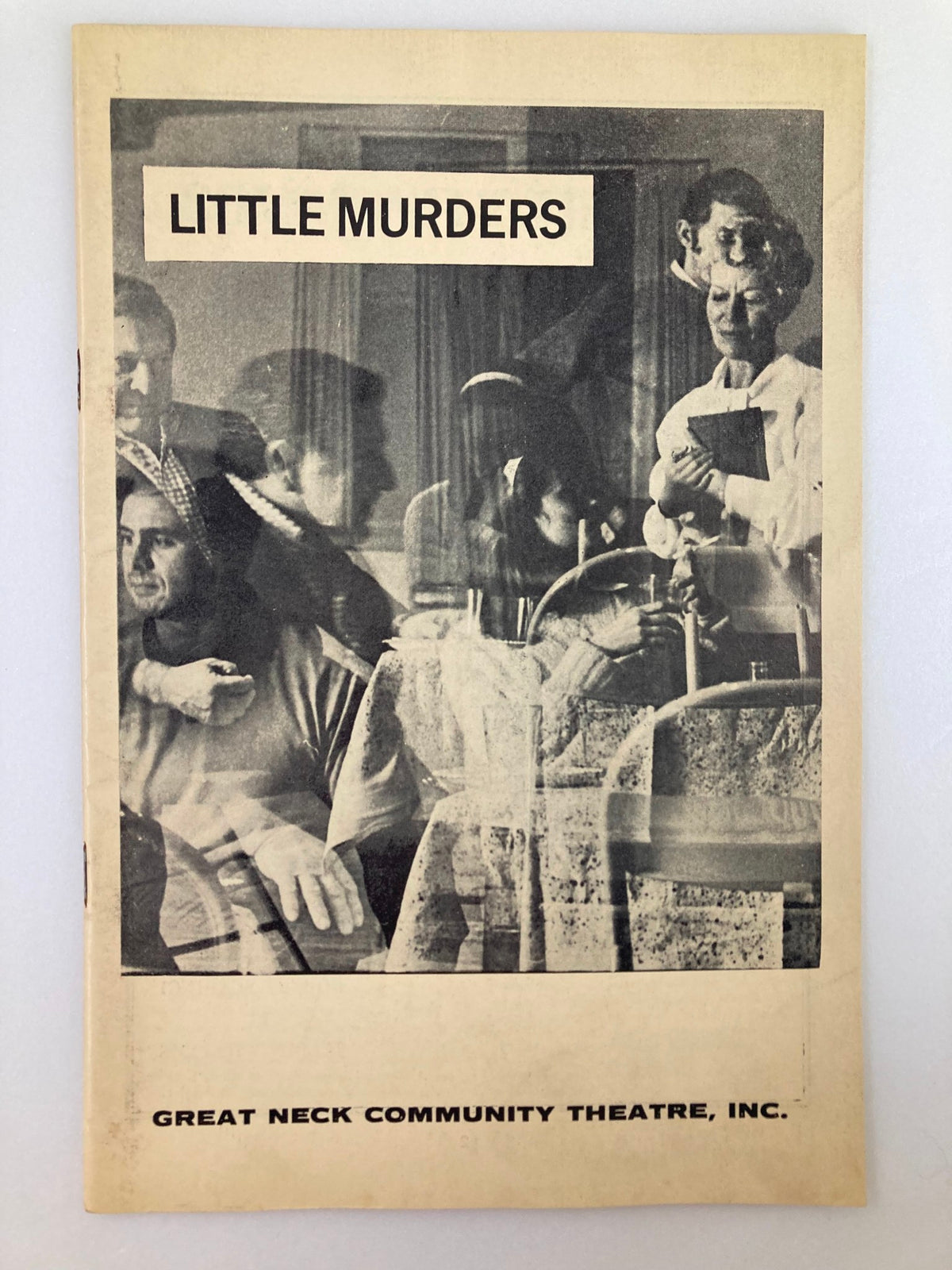 1969 Great Neck Community Theatre Inc. Program for Little Murders featuring a vintage cover photo of characters from the play.