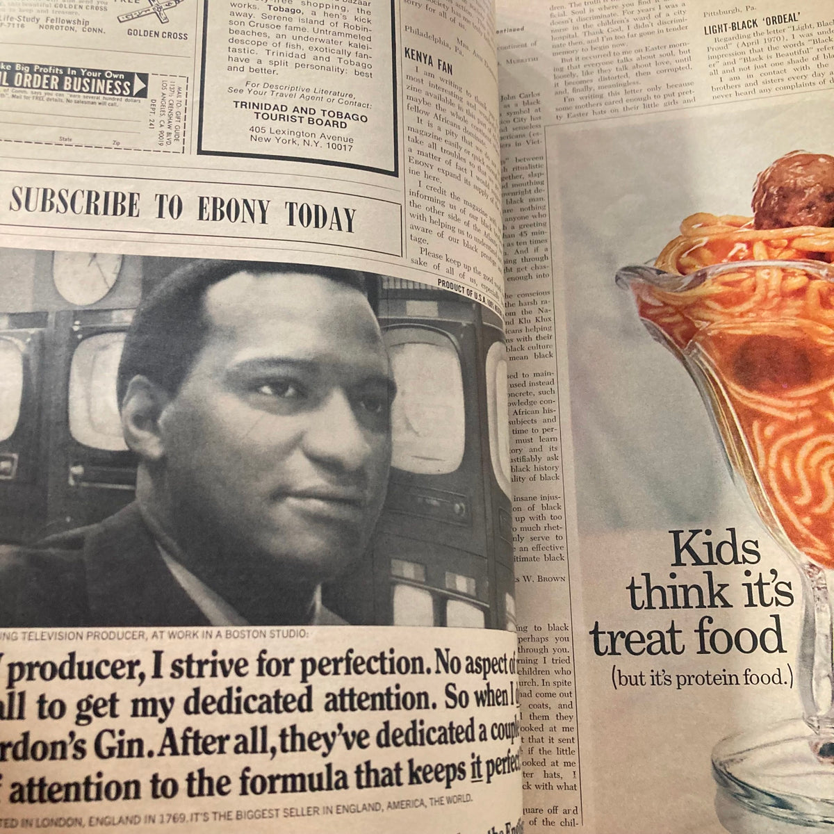 Another page from VTG Ebony Magazine June 1970 displaying an article about a television producer, emphasizing African American representation in media.