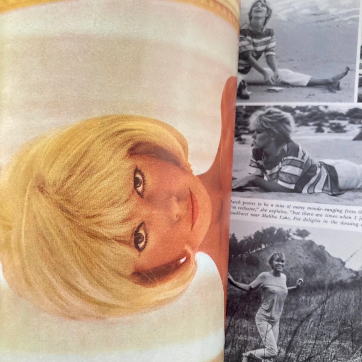 Interior page of VTG Playboy Magazine March 1966 showcasing a close-up image of model Priscilla Wright.