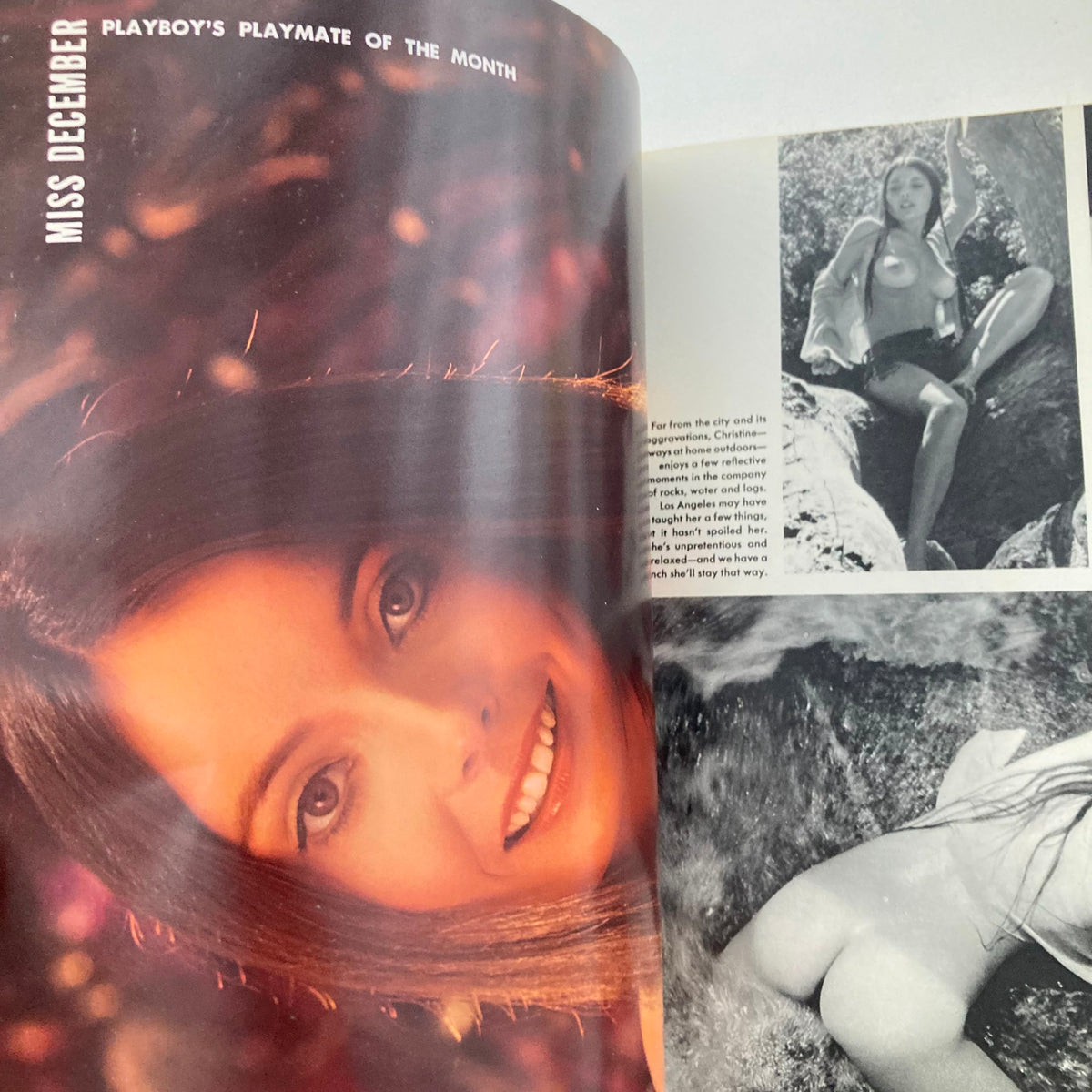 VTG Playboy Magazine December 1973 featuring Bonita Lou Rossi as Playmate of the Month, showcasing her smiling portrait along with accompanying text.