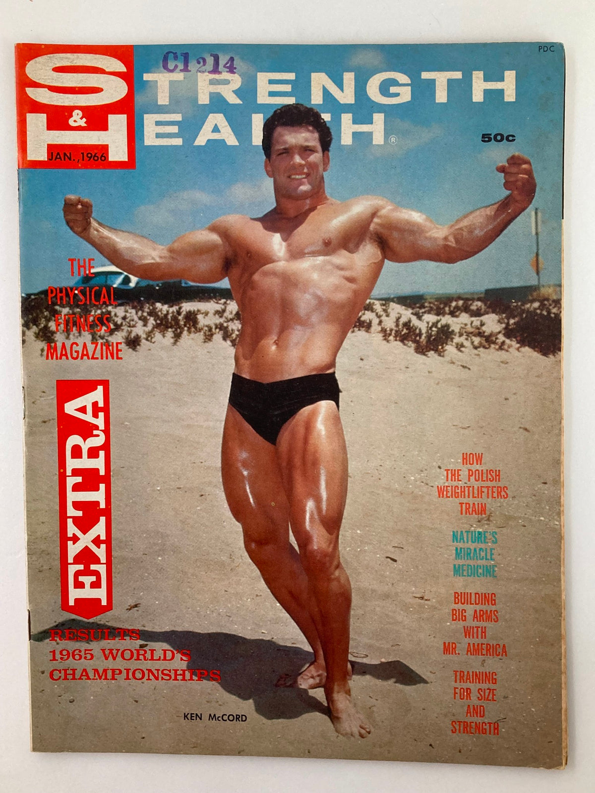 Cover of VTG Strength & Health Magazine January 1966 featuring Ken McCord showcasing fitness and bodybuilding themes.