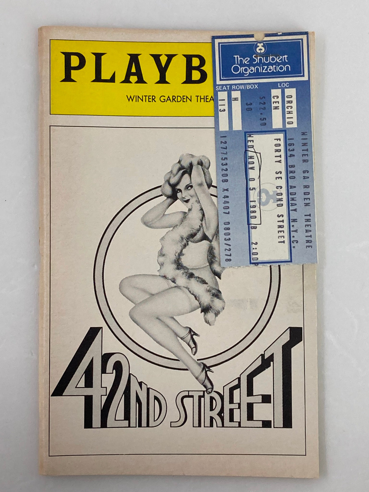 1980 Playbill from Winter Garden Theatre featuring Tammy Grimes and Jerry Orbach in the musical 42nd Street, showcasing a classic design.
