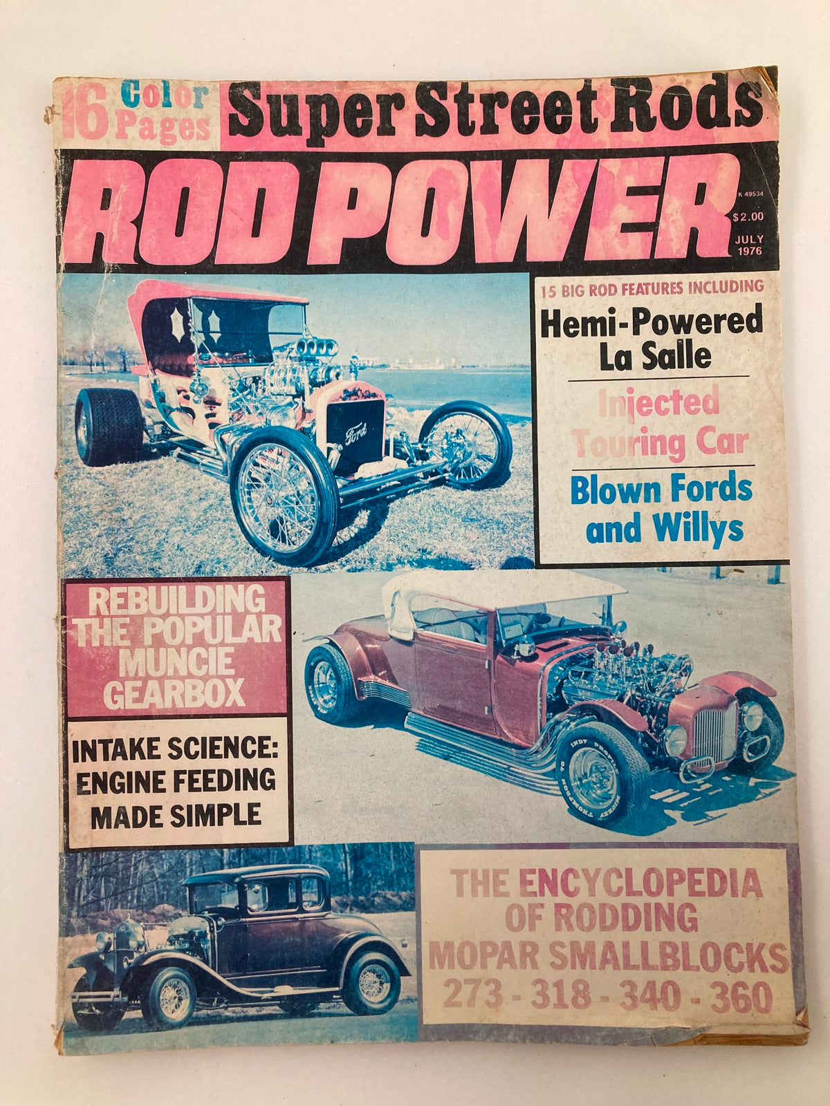 Cover of VTG Rod Power Magazine June 1976 Vol 1 #1 featuring the Hemi-Powered La Salle and various classic street rods.