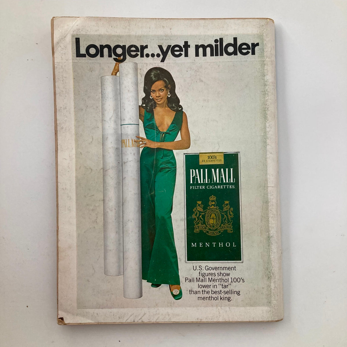 Back cover of VTG Playboy Magazine November 1969 featuring a vintage advertisement for Pall Mall Menthol cigarettes, highlighting retro marketing styles.