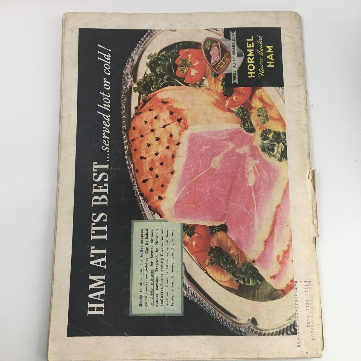 Back cover of Time Magazine December 6 1937 featuring an advertisement for Hormel Ham, reflecting the vintage advertisement style of the era.