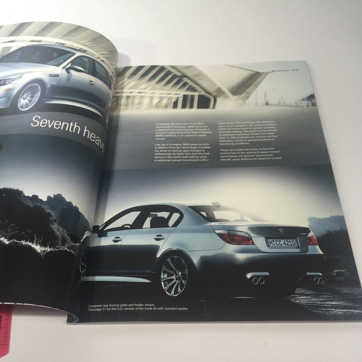 2008 BMW M5 Sedan M6 Coupe M6 Convertible Dealership Car Auto Brochure Catalog interior page featuring a BMW car and informative text about performance.