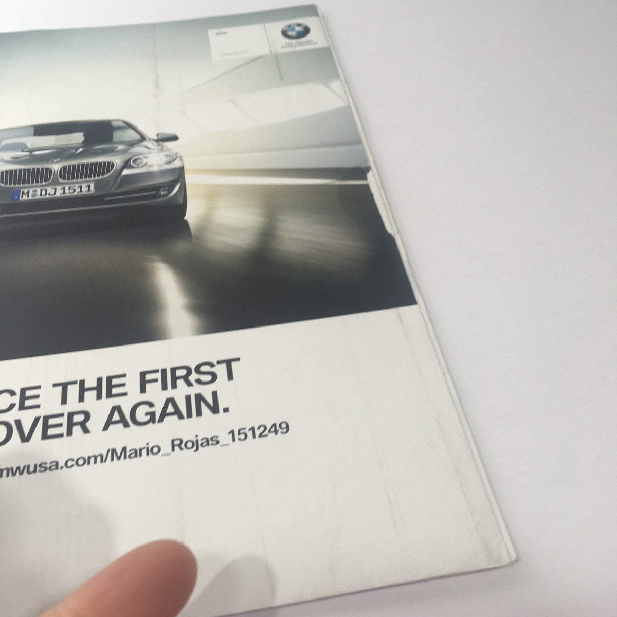 Close-up of the 1994-2010 BMW Full Line 3 Series Model Dealership Car Auto Brochure Catalog cover, showcasing a BMW with the tagline 'Experience the first time all over again'.