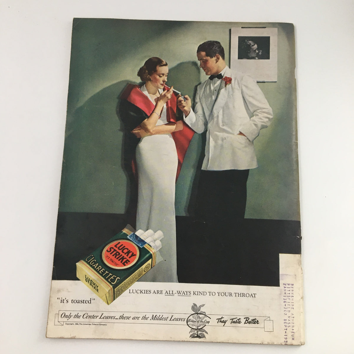 Time Magazine June 18 1934 includes an advertisement on the back showcasing a couple with Lucky Strike cigarettes, illustrating the 1930s fashion and marketing style.