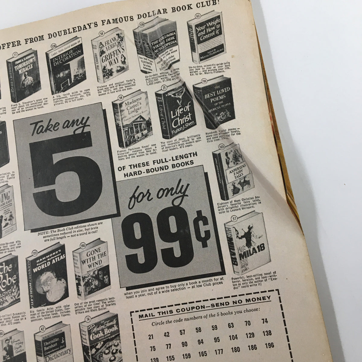 Vintage Redbook Magazine March 1963 advertisement showcasing a selection of hard-bound books offered at an affordable price.