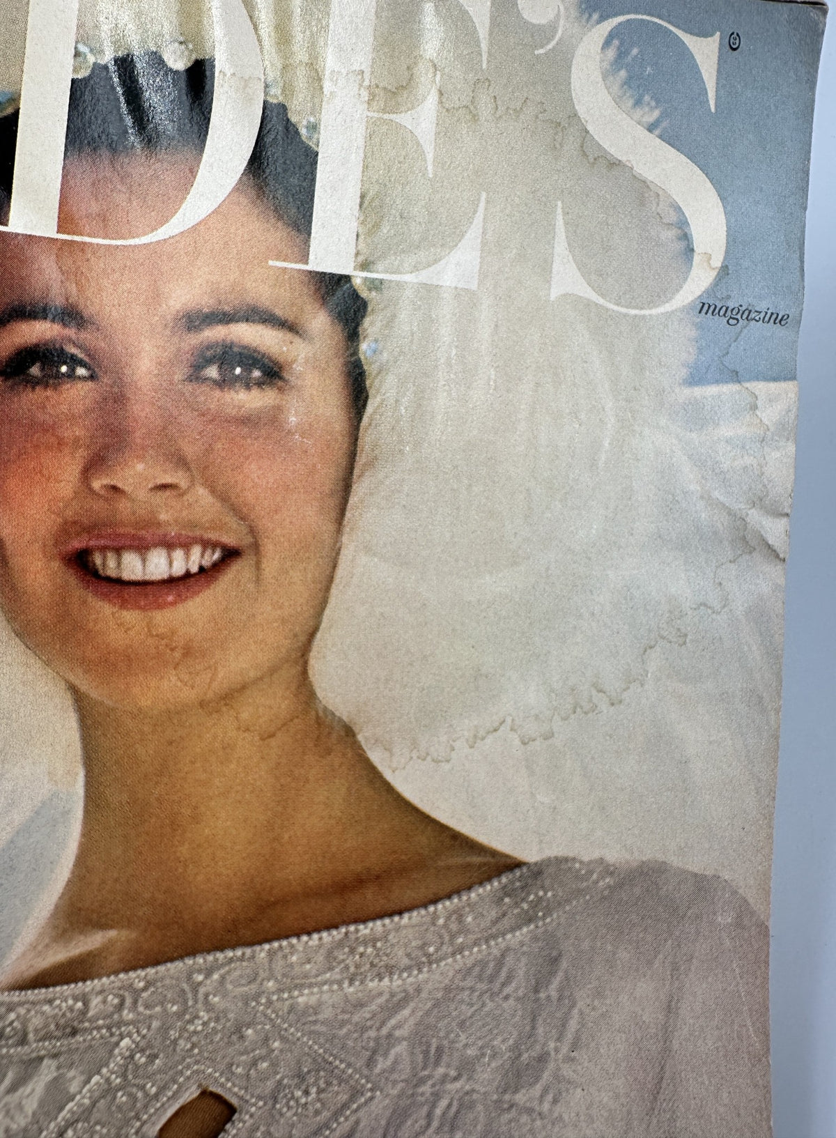 Close-up of a smiling bride featured on the cover of Bride's Magazine August/September 1967, highlighting her wedding dress details.