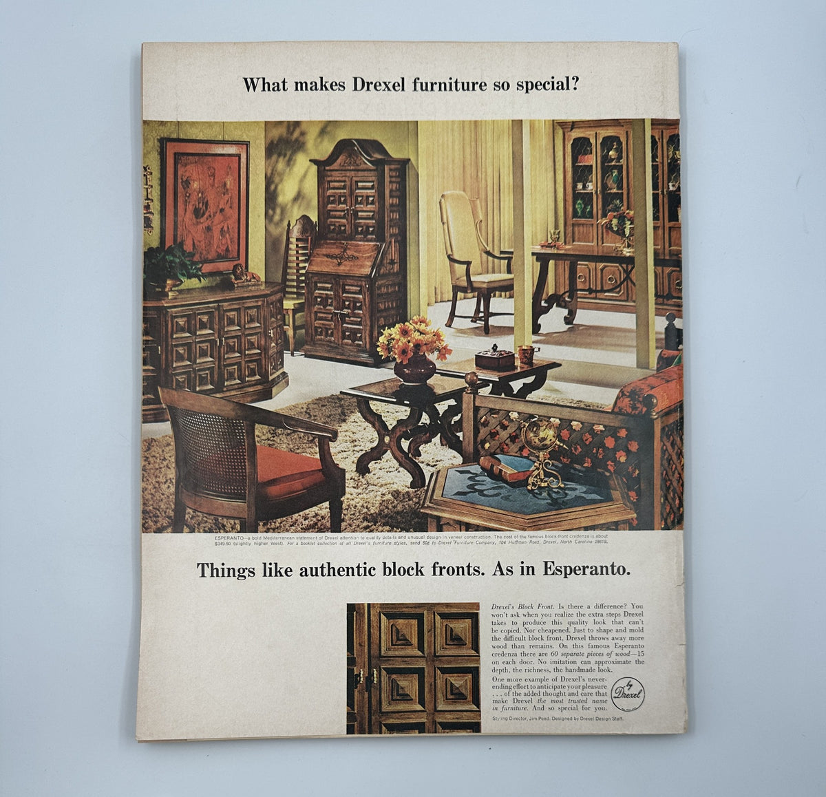 Bride's Magazine October/November 1967 showcasing a stylish advertisement for Drexel furniture, highlighting elegant home furnishings for newlyweds.